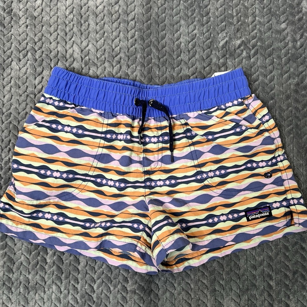 Patagonia Girls Costa Rica Baggies Shorts Large Geometric Wave 67088 SP22